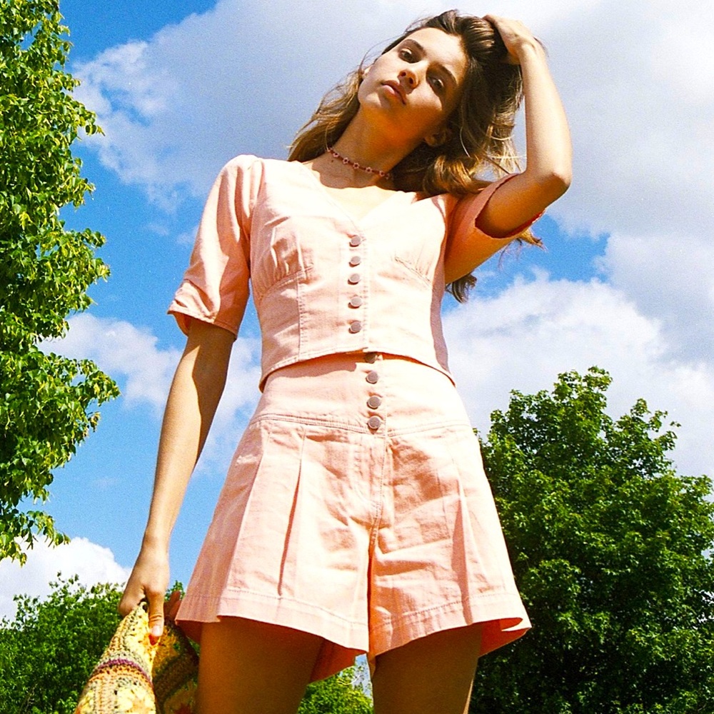 Free People Twice As Nice Top & Shorts Set Peach 4